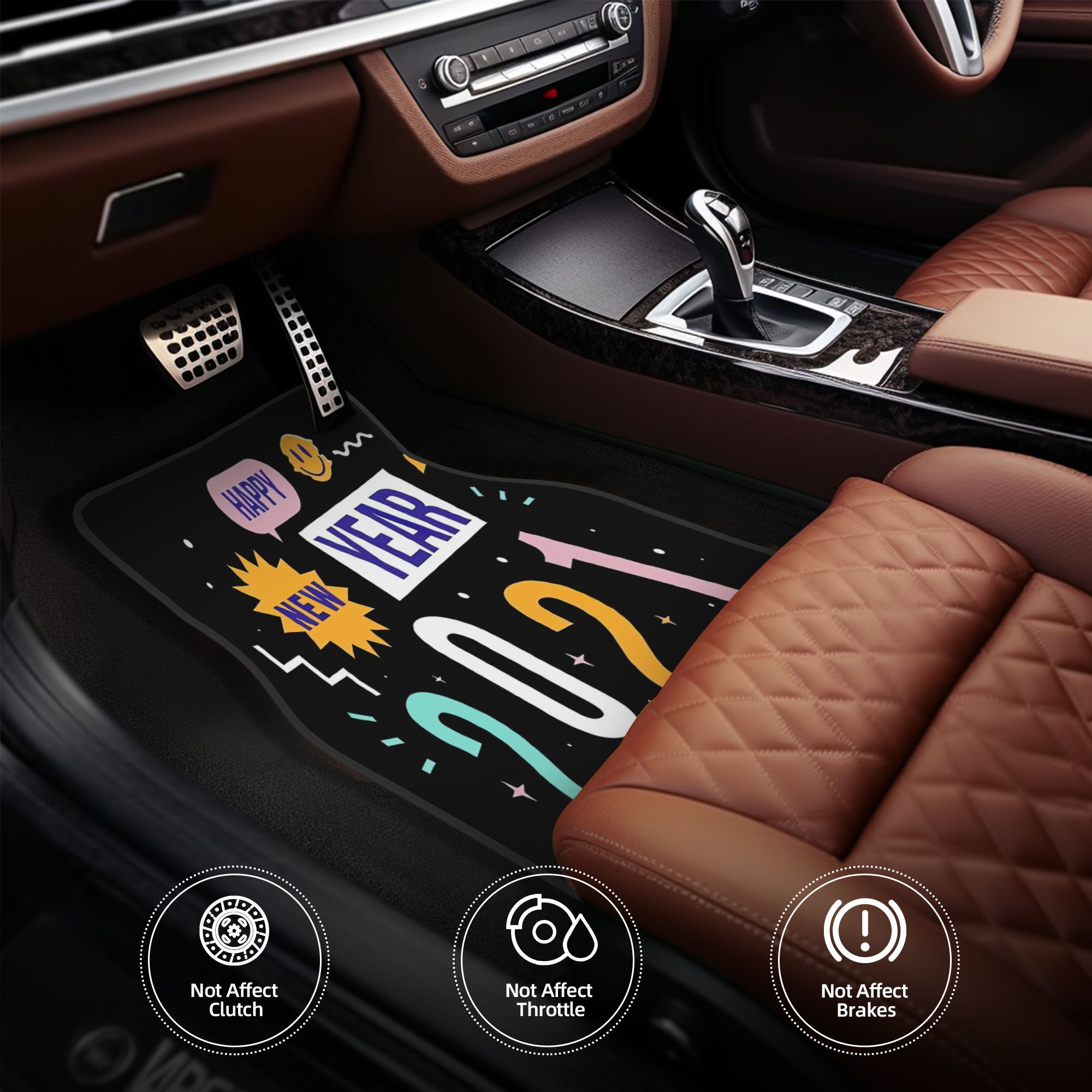 Interior Design Its - 4 個の新年あけましておめでとうございます 2021 年メイドイットカーフロアマット、耐久性、車に適合、理想的なギフト、車内マット、遊び心のあるデザイン、耐久性