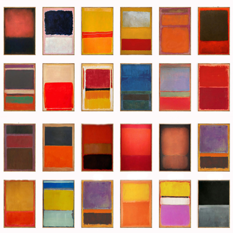 Interior Design Poster - Rothko-抽象芸術,ヴィンテージ,ミニマリスト,インテリアデザインの壁装飾ポスターセット