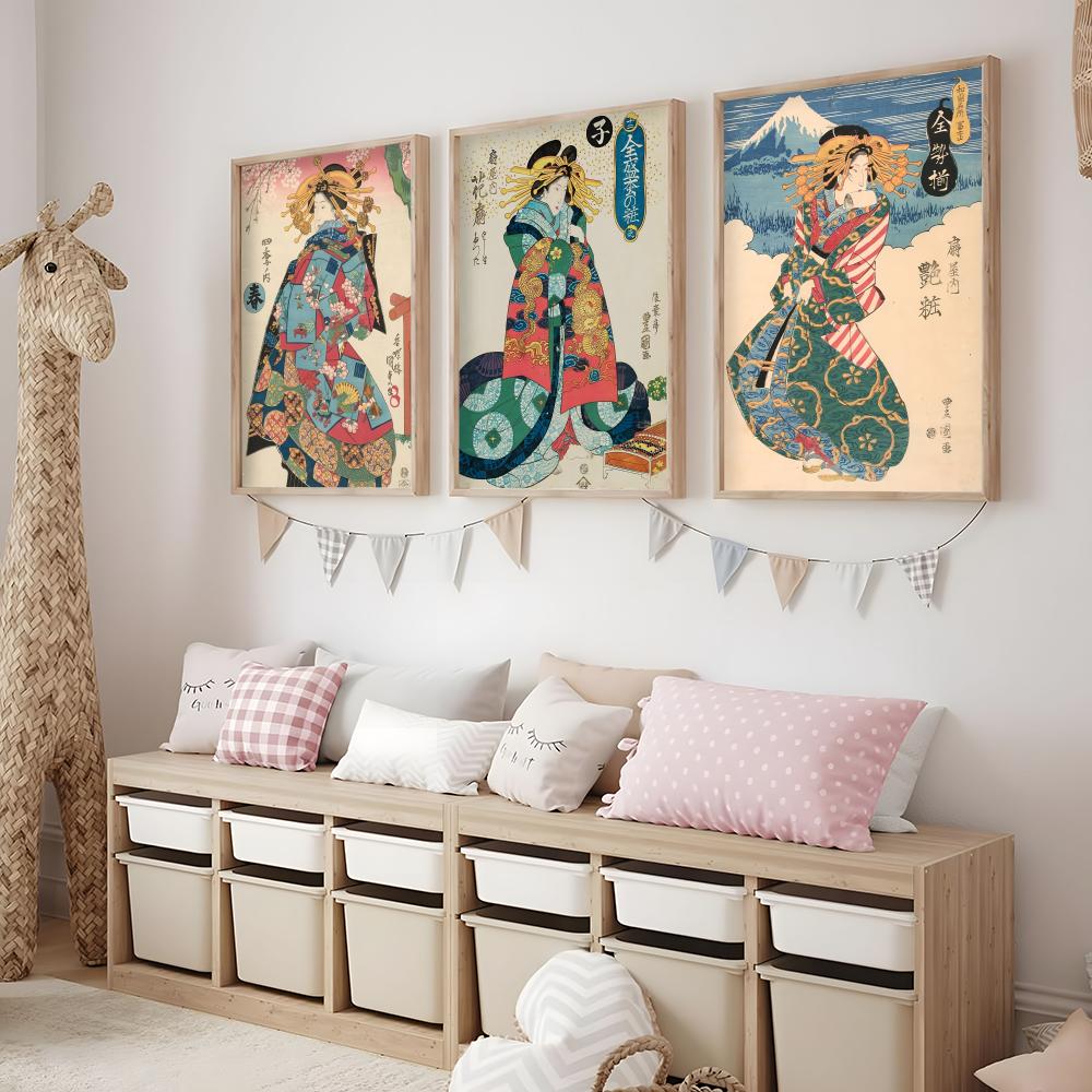 レトロな日本の芸者ポスター ミニマリストで簡単に貼れるウォー - Interior Design Poster のレビューと価格