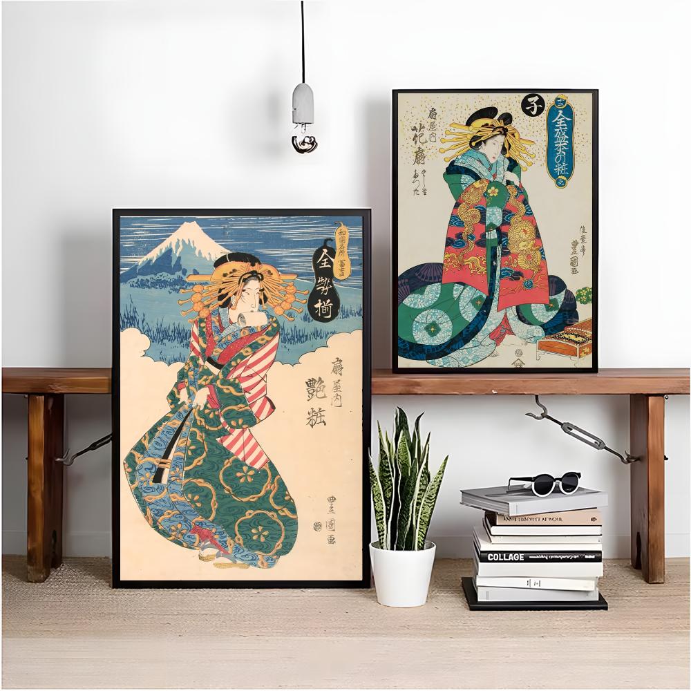 レトロな日本の芸者ポスター ミニマリストで簡単に貼れるウォー - Interior Design Poster のレビューと価格