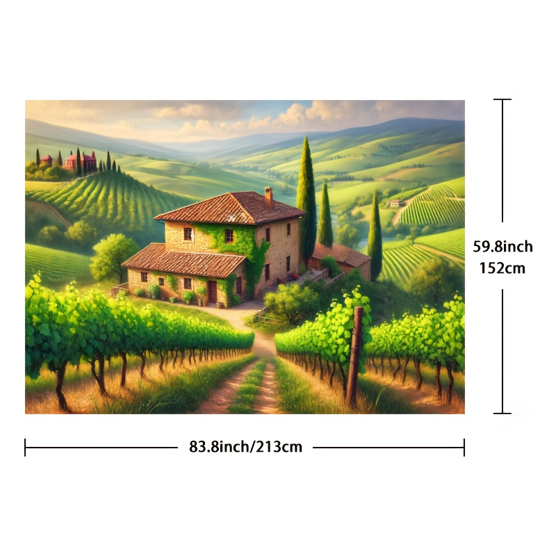 イタリアのブドウ園コテージ壁画 2D HD 印刷田園風景アー - Interior Design Hd のレビューと価格