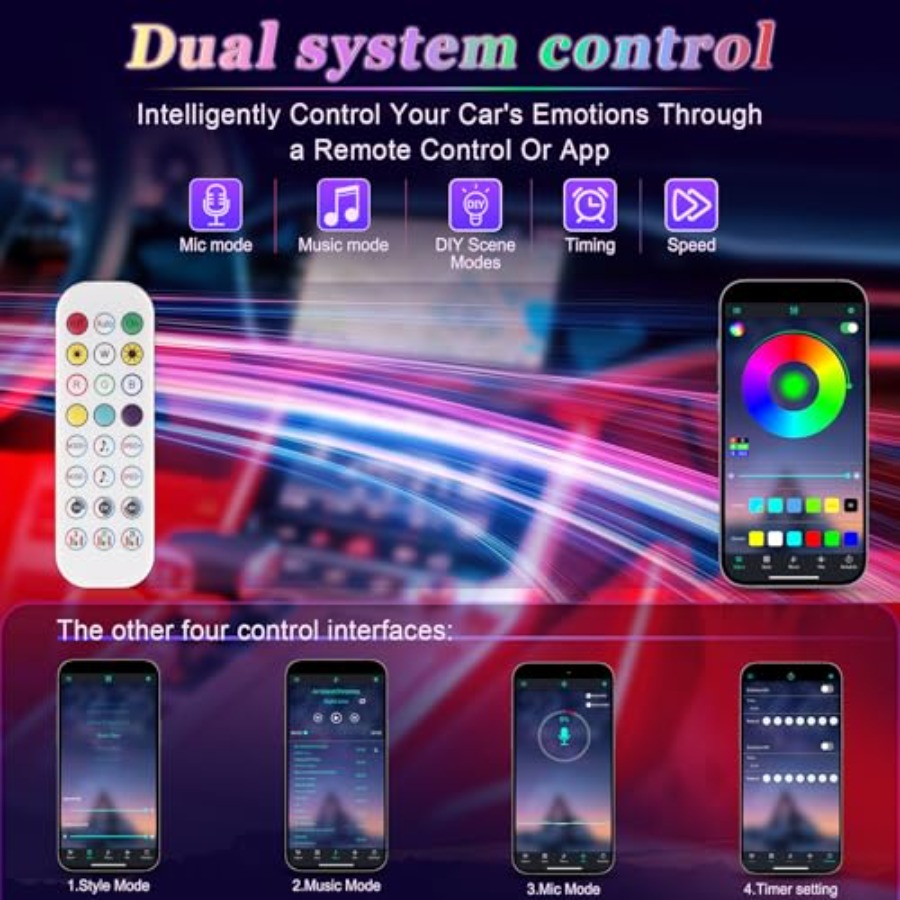 アプリ制御付きスマートカーインテリアLEDライト、DIYモー - Interior Design Apps のレビューと価格