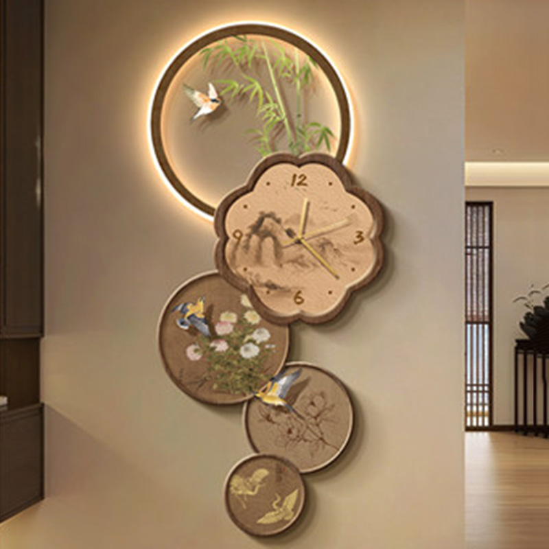 中国風ビッグサイズ時計壁ヴィンテージインテリアアート壁画ファ - Interior Design Vintage Modern のレビューと価格
