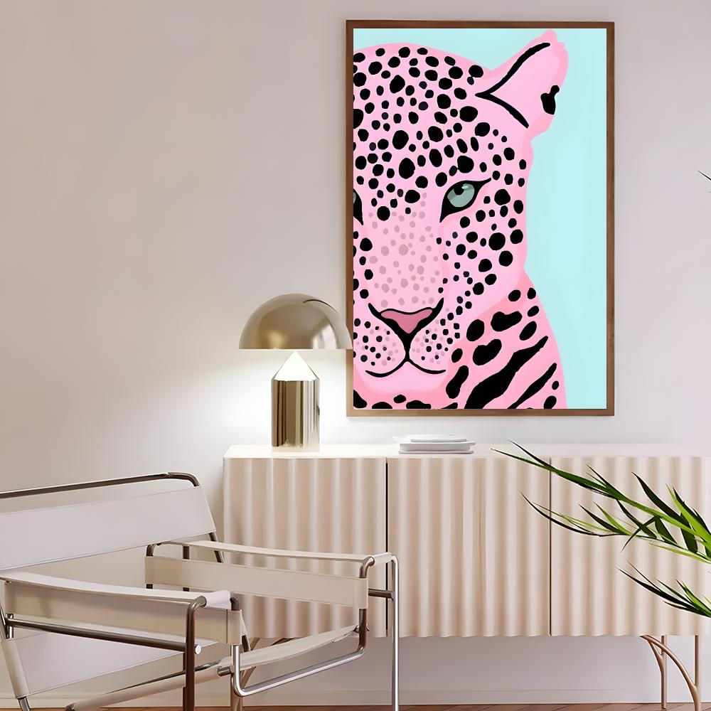 カラフルなアート W-ワイルドレパードタイガーフラワーレイン - Interior Design Poster のレビューと価格