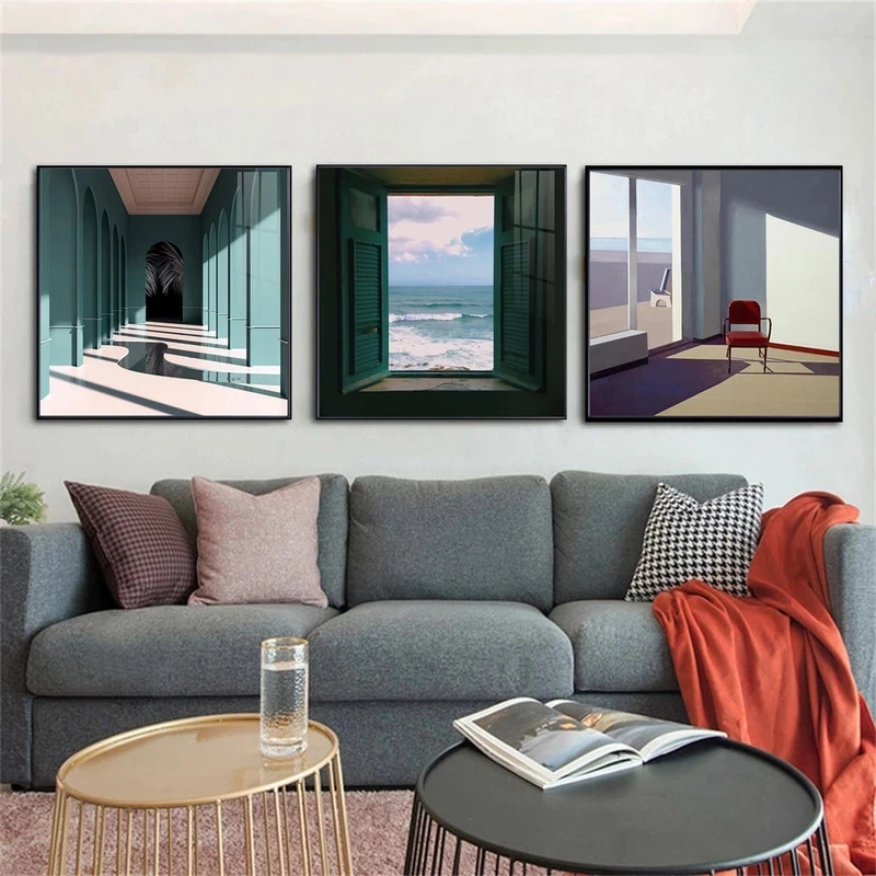 北欧窓外風景キャンバス絵画プリント風景インテリア壁アートポス - Interior Design Poster のレビューと価格