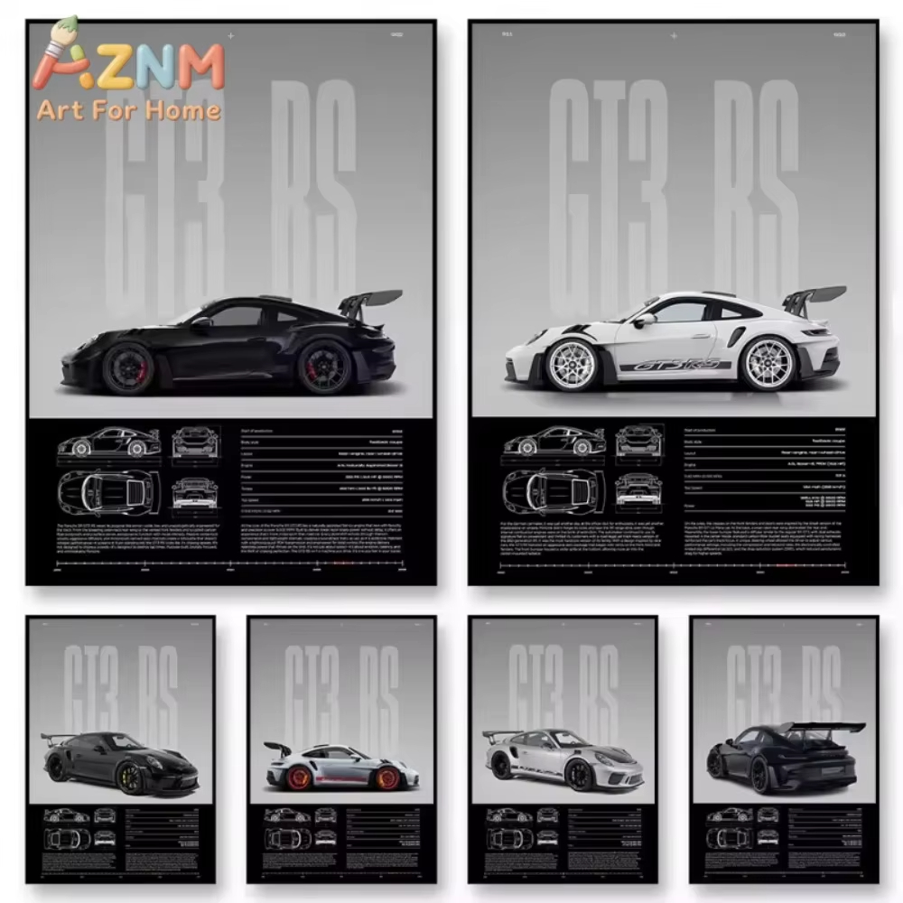 1pc ミニマリスト 911 GT3-RS 718 GT4  - Interior Design Poster のレビューと価格