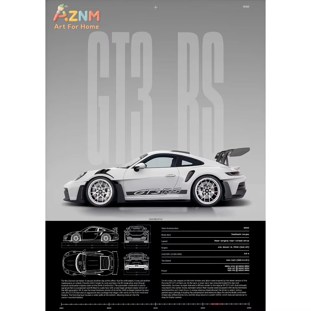 1pc ミニマリスト 911 GT3-RS 718 GT4  - Interior Design Poster のレビューと価格