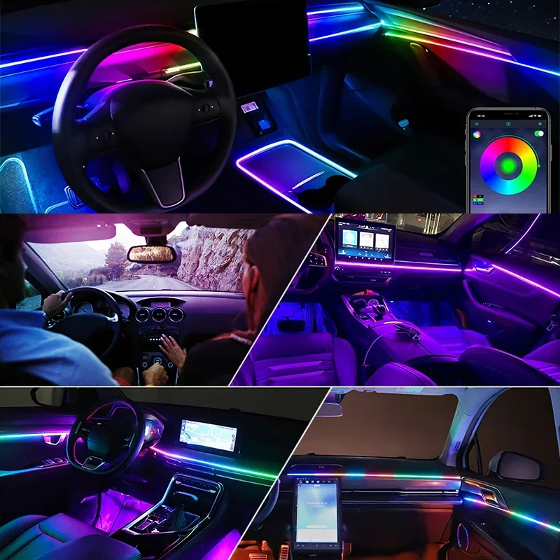 6 in 1専用車載LEDインテリアアンビエントライトRGB - Interior Design Apps のレビューと価格