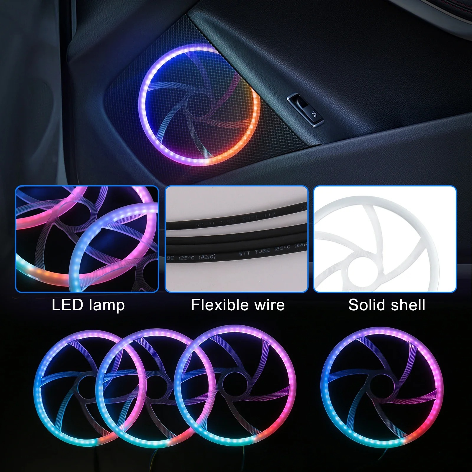 6 in 1専用車載LEDインテリアアンビエントライトRGB - Interior Design Apps のレビューと価格