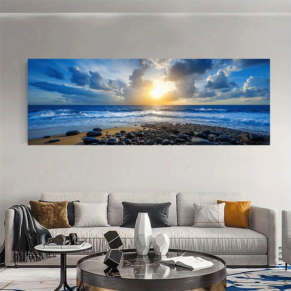 1PC-キャンバスポスター非フレーム化された海の夕日ビーチパ - Interior Design Poster のレビューと価格