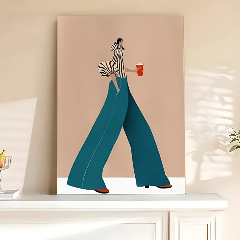 ファッショナブルなブルーパンツ女性ポスタープリント現代超現実 - Interior Design House のレビューと価格