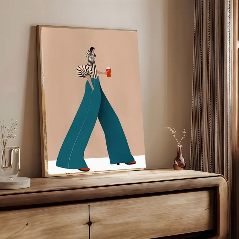 ファッショナブルなブルーパンツ女性ポスタープリント現代超現実 - Interior Design House のレビューと価格