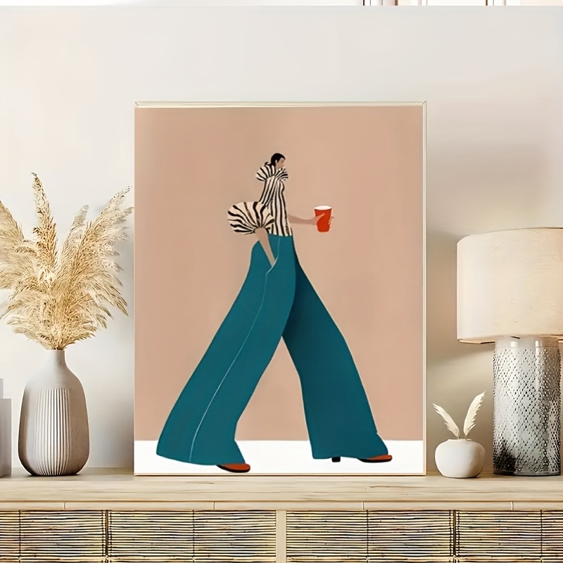 ファッショナブルなブルーパンツ女性ポスタープリント現代超現実 - Interior Design House のレビューと価格