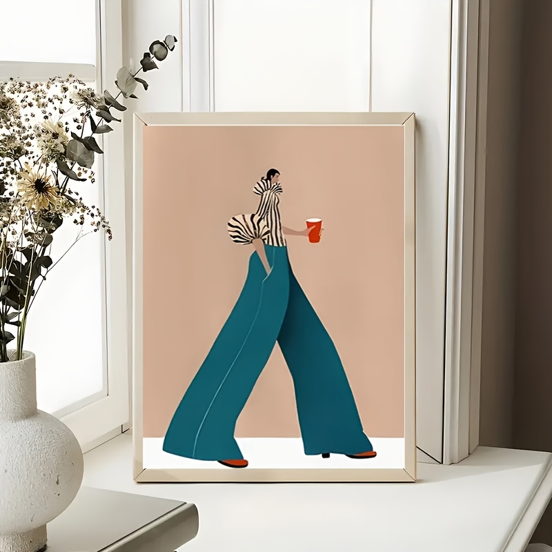 ファッショナブルなブルーパンツ女性ポスタープリント現代超現実 - Interior Design House のレビューと価格